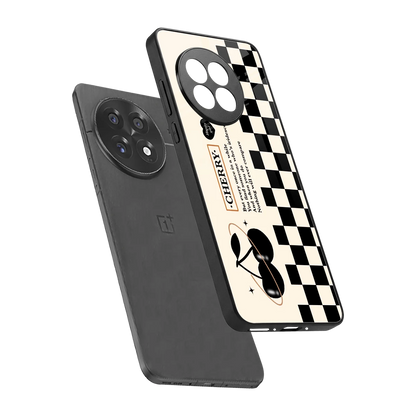 Cherry Checkered sleek oneplus 13r cover with tempered glass back and TPU edges