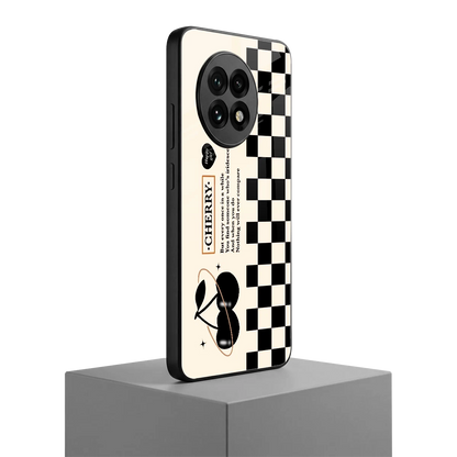 Cherry Checkered oneplus 13r mobile cover | shockproof glass phone case