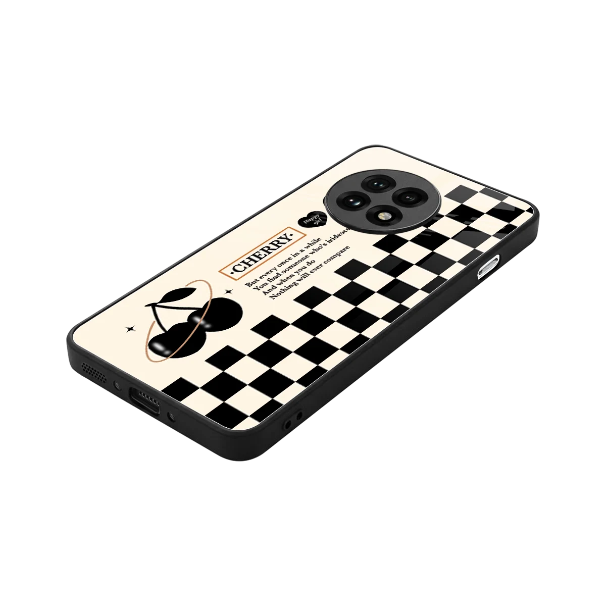 Cherry Checkered stylish phone case for oneplus 13r | glossy glass and slim fit