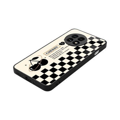 Cherry Checkered stylish phone case for oneplus 13r | glossy glass and slim fit