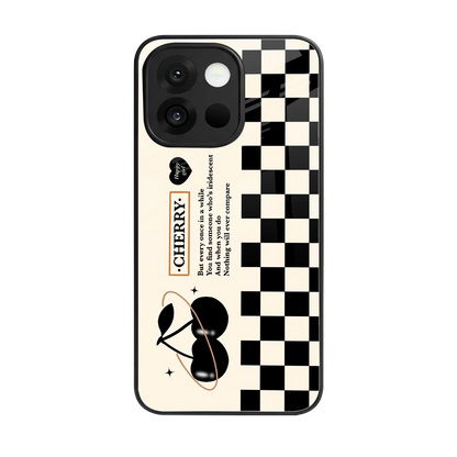 Cherry Checkered back phone cover | glass case for oneplus 13s