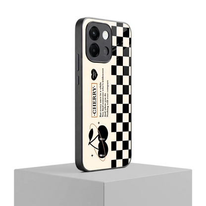 Cherry Checkered oneplus 13s mobile cover | shockproof glass phone case