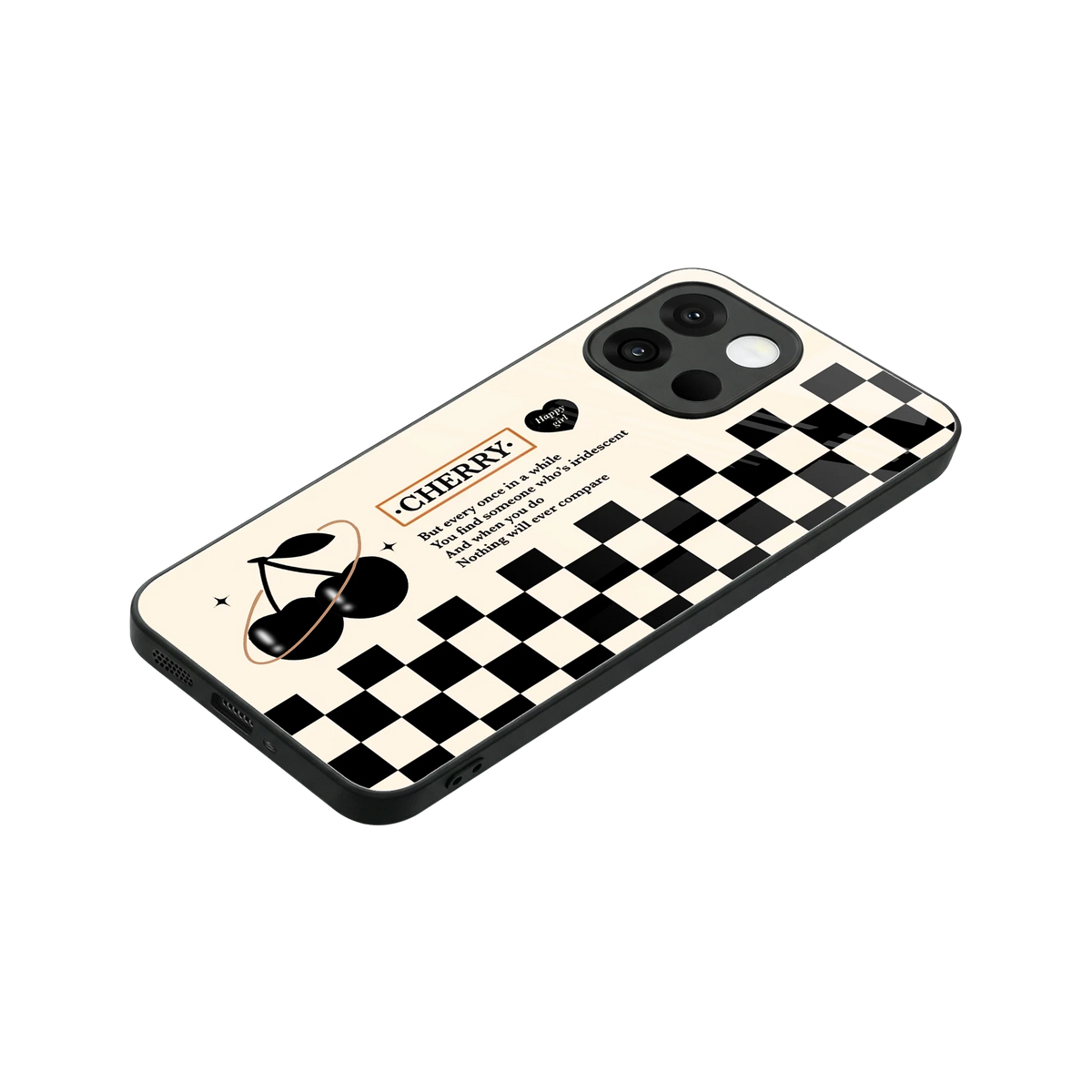 Cherry Checkered stylish phone case for oneplus 13s | glossy glass and slim fit