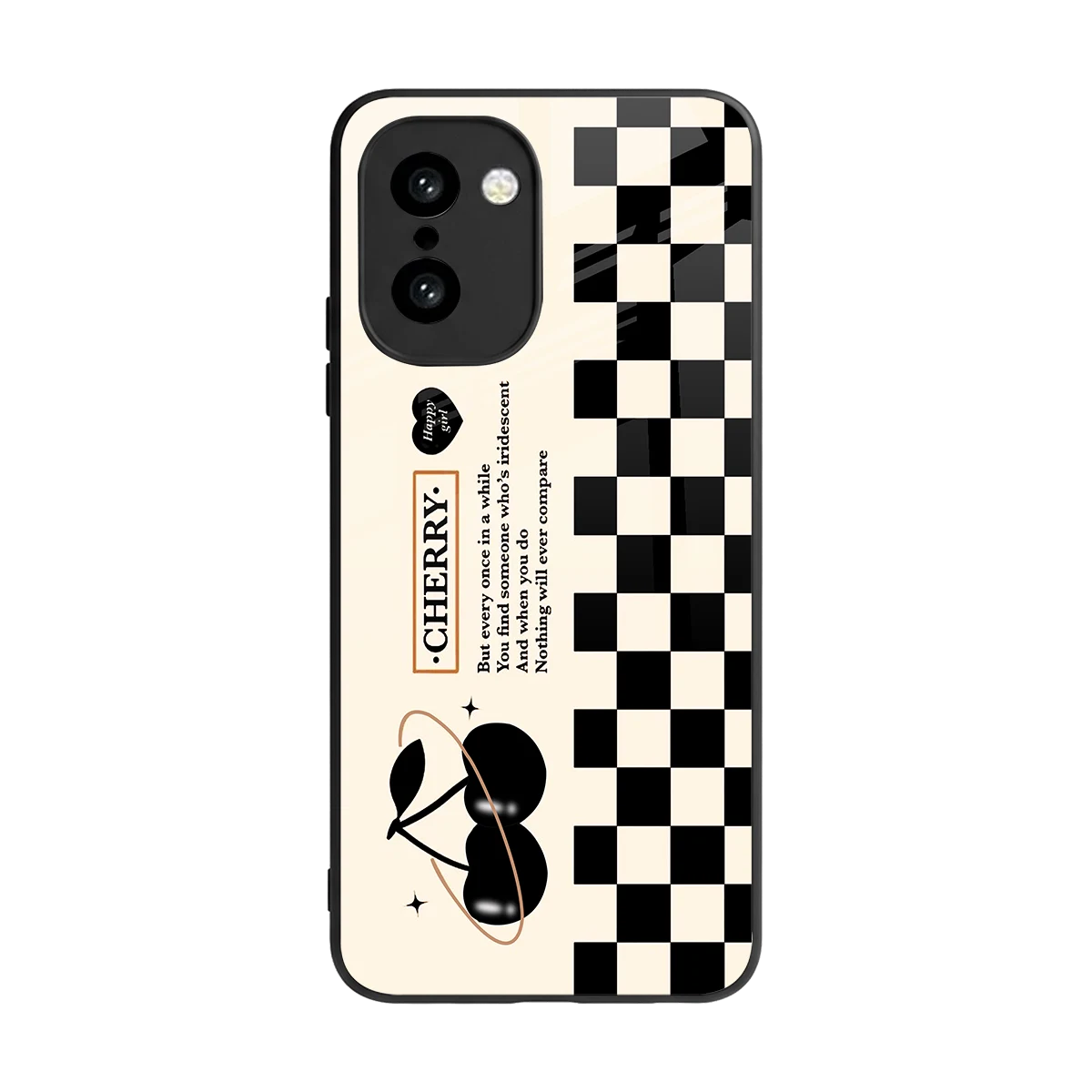 Cherry Checkered back phone cover | glass case for oneplus 15r