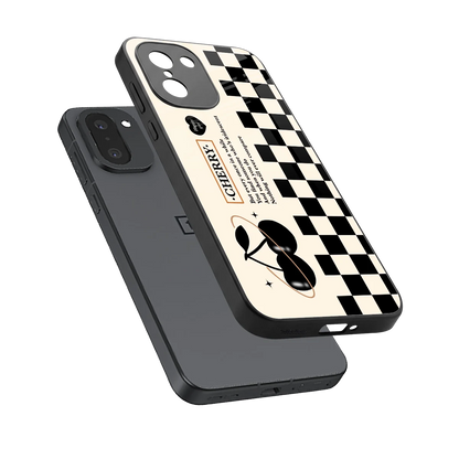 Cherry Checkered sleek oneplus 15r cover with tempered glass back and TPU edges