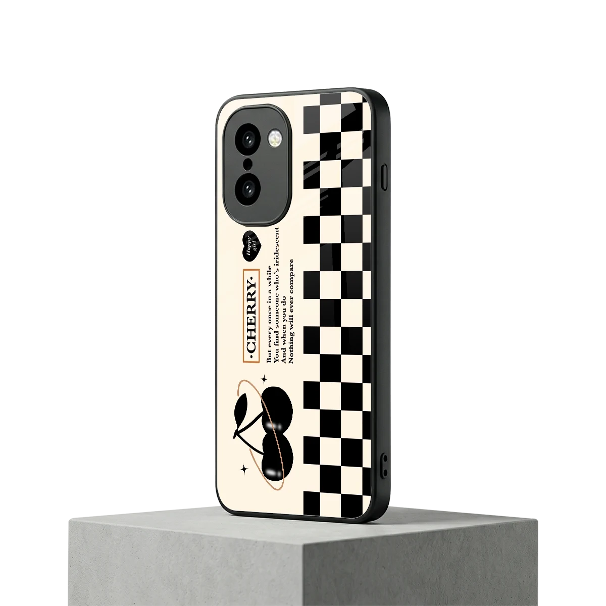Cherry Checkered oneplus 15r mobile cover | shockproof glass phone case