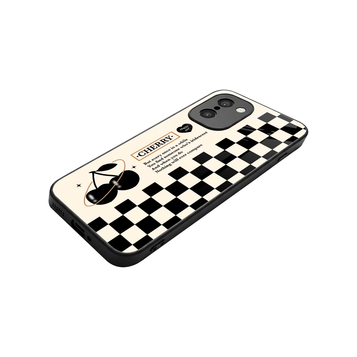 Cherry Checkered stylish phone case for oneplus 15r | glossy glass and slim fit