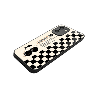 Cherry Checkered stylish phone case for oneplus 15r | glossy glass and slim fit