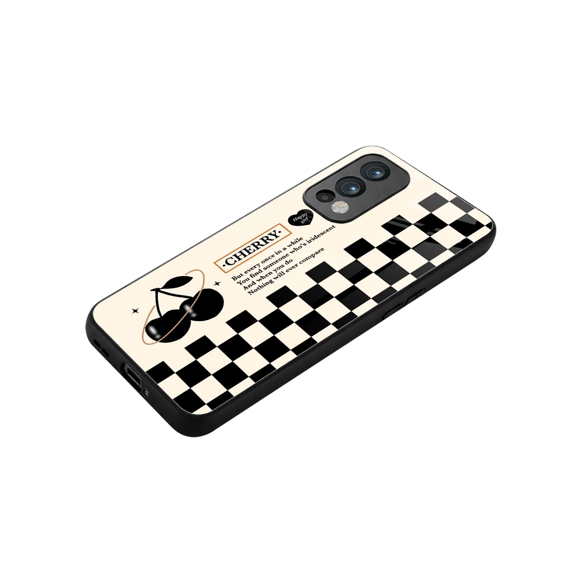 Cherry Checkered stylish phone case for oneplus nord 2 | glossy glass and slim fit