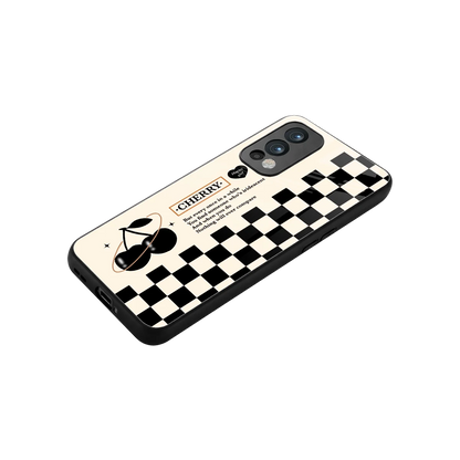 Cherry Checkered stylish phone case for oneplus nord 2 | glossy glass and slim fit