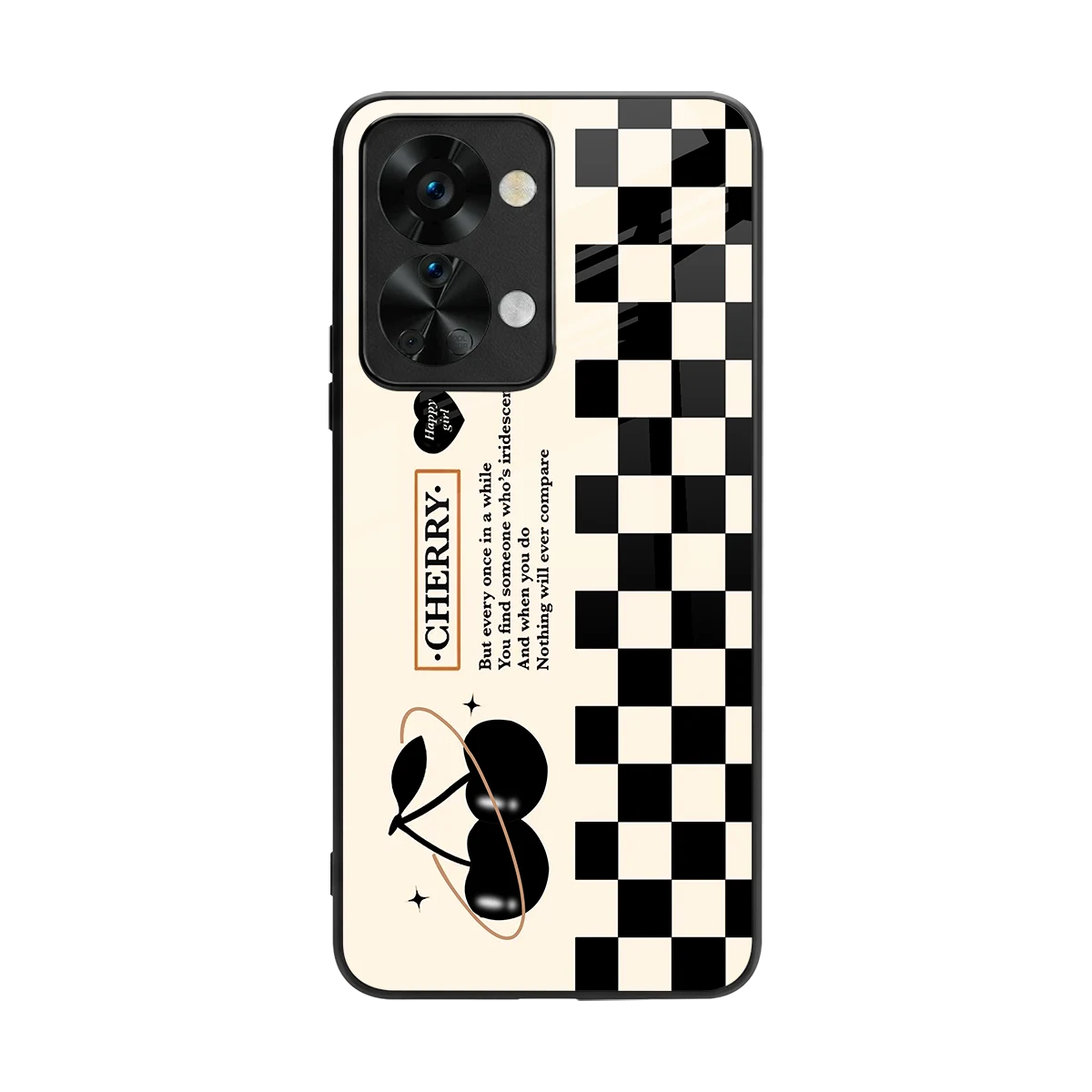 Cherry Checkered back phone cover | glass case for oneplus nord 2t