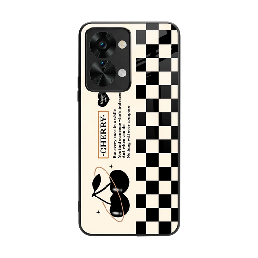 Cherry Checkered back phone cover | glass case for oneplus nord 2t