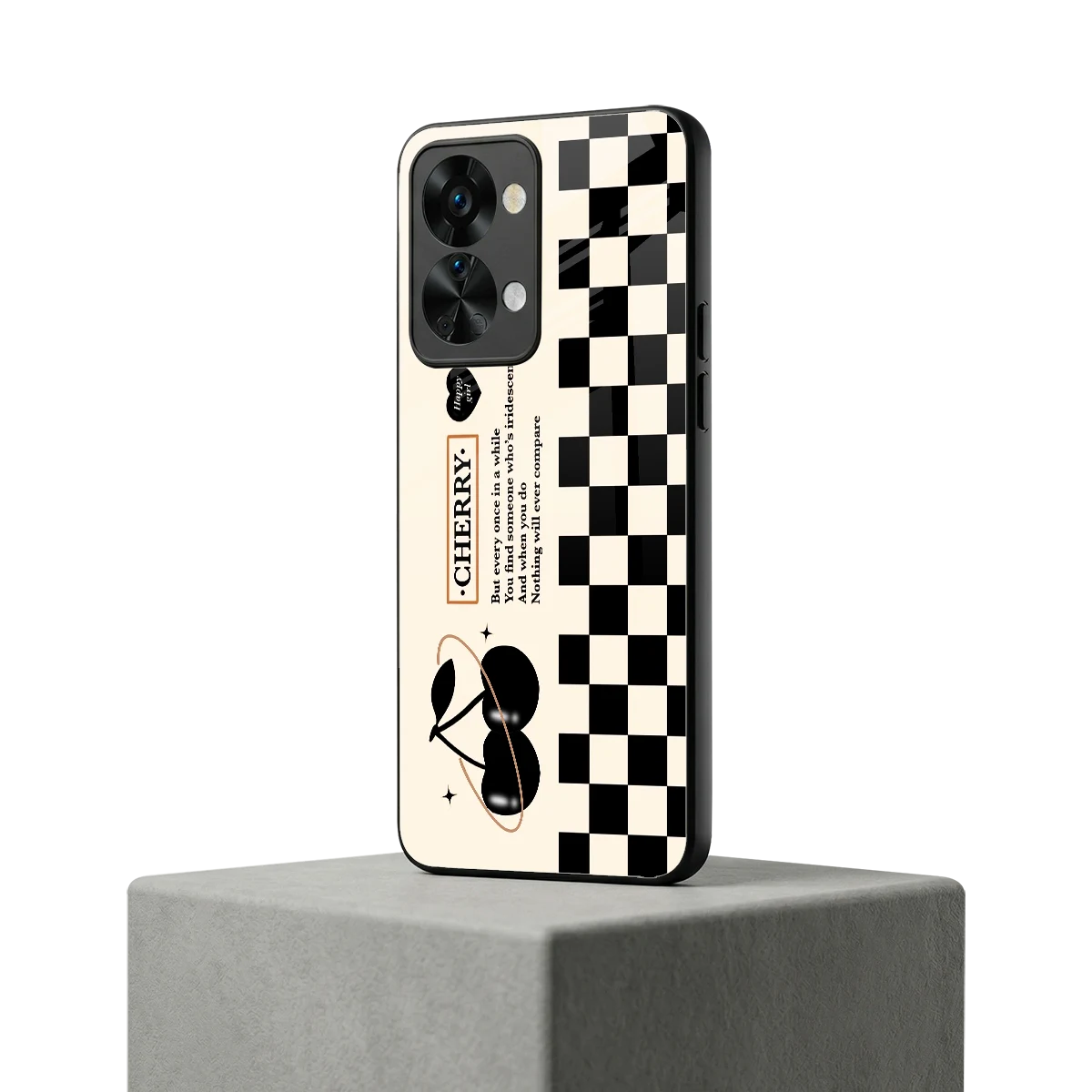Cherry Checkered oneplus nord 2t mobile cover | shockproof glass phone case