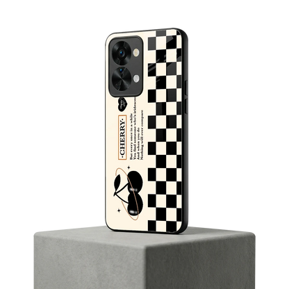 Cherry Checkered oneplus nord 2t mobile cover | shockproof glass phone case