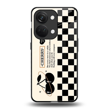 Cherry Checkered back phone cover | glass case for oneplus nord 3