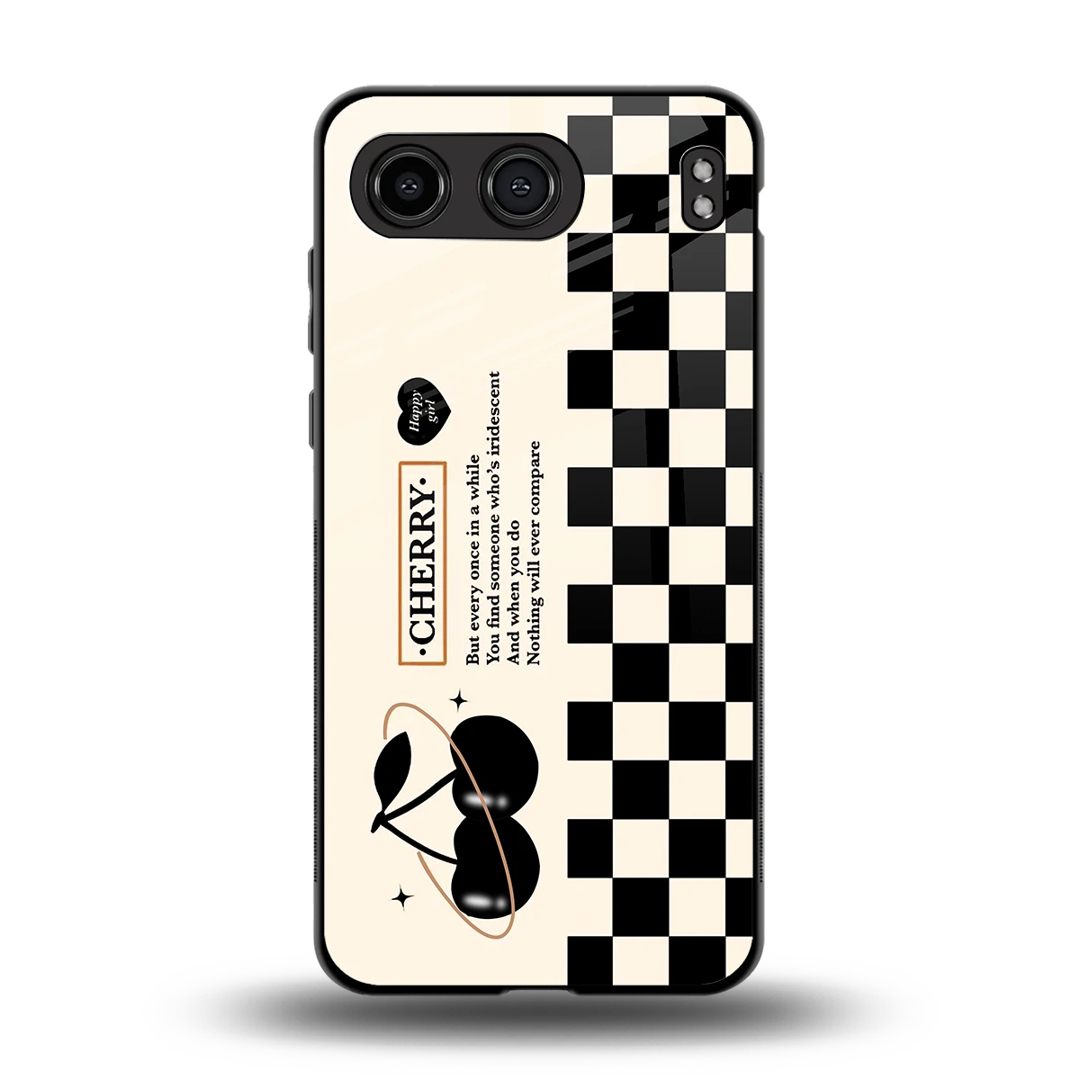 Cherry Checkered back phone cover | glass case for oneplus nord 4