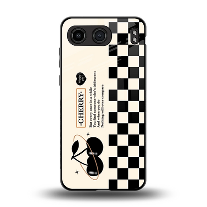Cherry Checkered back phone cover | glass case for oneplus nord 4