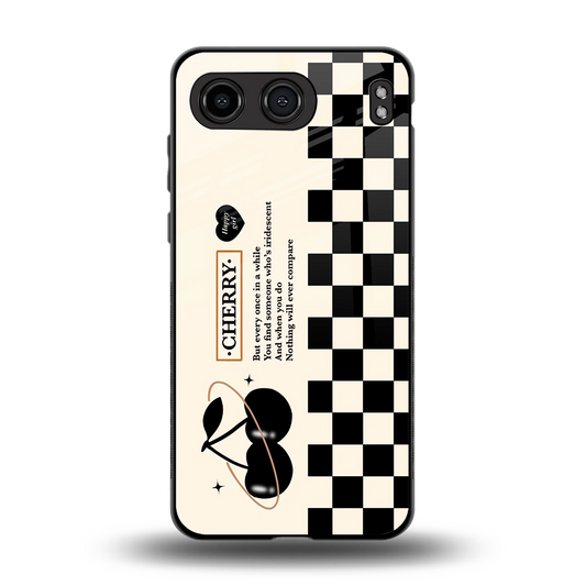 Cherry Checkered back phone cover | glass case for oneplus nord 4