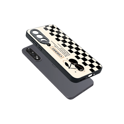 Cherry Checkered sleek oneplus nord 5 cover with tempered glass back and TPU edges