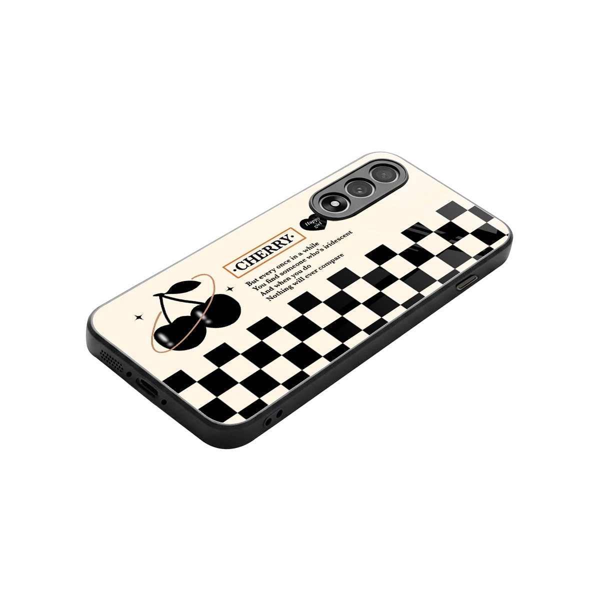 Cherry Checkered stylish phone case for oneplus nord 5 | glossy glass and slim fit