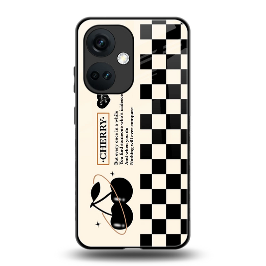 Cherry Checkered back phone cover | glass case for oneplus nord ce 3