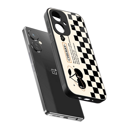 Cherry Checkered sleek oneplus nord ce 3 cover with tempered glass back and TPU edges