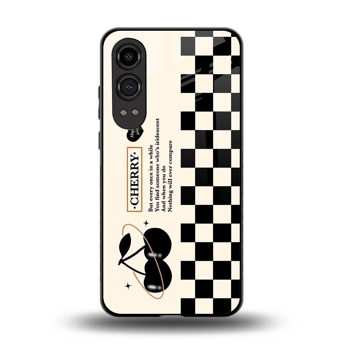 Cherry Checkered back phone cover | glass case for oneplus nord ce 4 lite