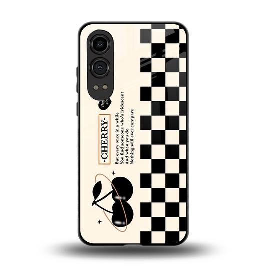 Cherry Checkered back phone cover | glass case for oneplus nord ce 4 lite