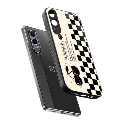 Cherry Checkered sleek oneplus nord ce 4 lite cover with tempered glass back and TPU edges