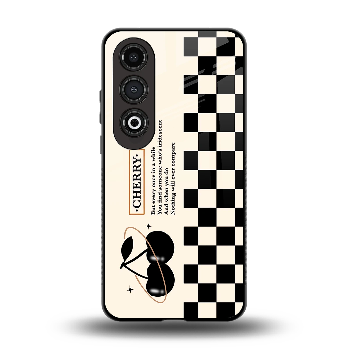 Cherry Checkered back phone cover | glass case for oneplus nord ce 4