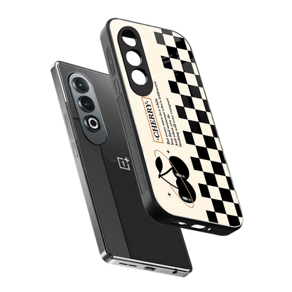 Cherry Checkered sleek oneplus nord ce 4 cover with tempered glass back and TPU edges