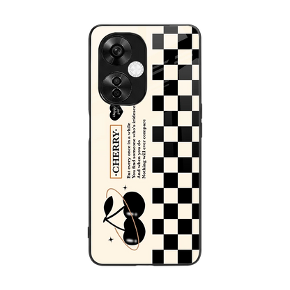 Cherry Checkered back phone cover | glass case for oneplus nord ce 3 lite