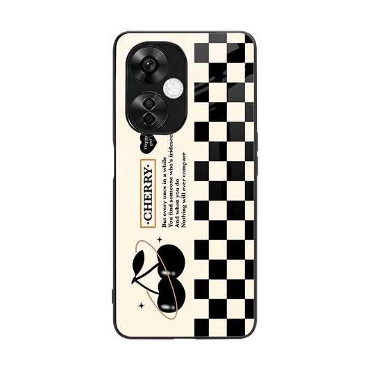 Cherry Checkered back phone cover | glass case for oneplus nord ce 3 lite