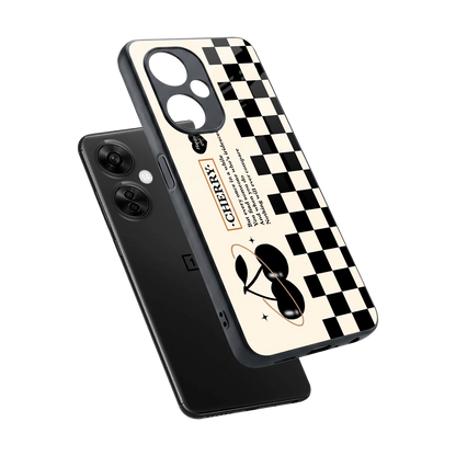 Cherry Checkered sleek oneplus nord ce 3 lite cover with tempered glass back and TPU edges