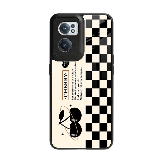 Cherry Checkered back phone cover | glass case for oneplus nord ce 2