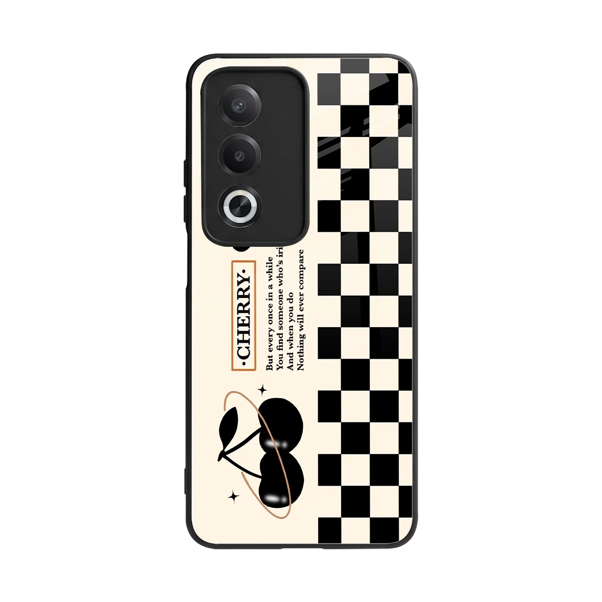 Cherry Checkered back phone cover | glass case for oppo a3 pro