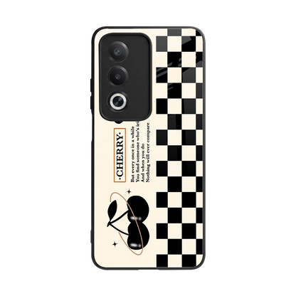 Cherry Checkered back phone cover | glass case for oppo a3 pro