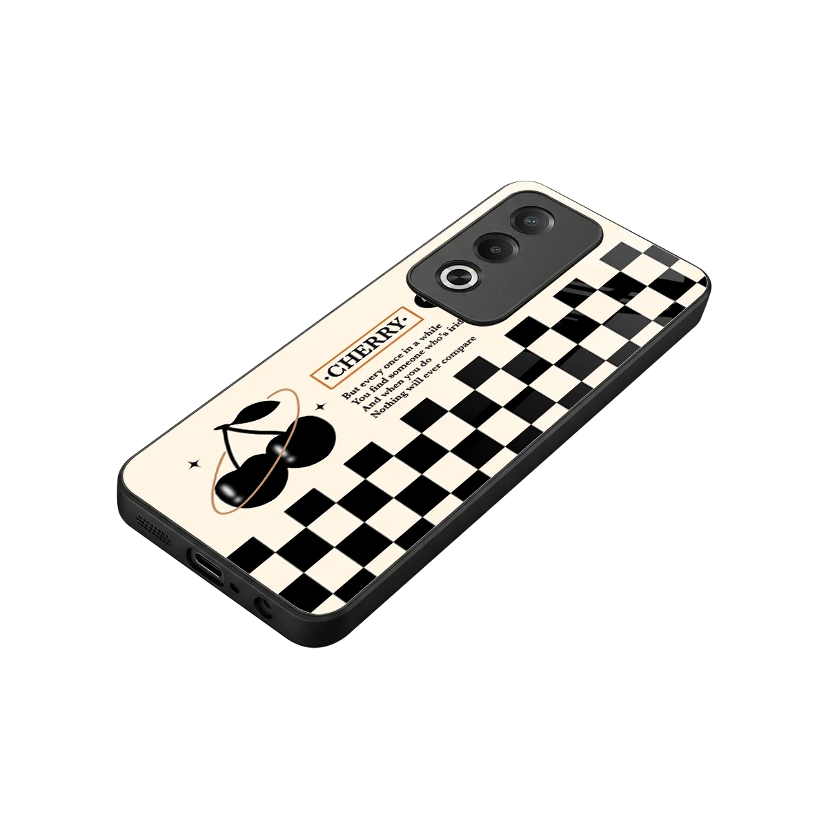 Cherry Checkered stylish phone case for oppo a3 pro | glossy glass and slim fit