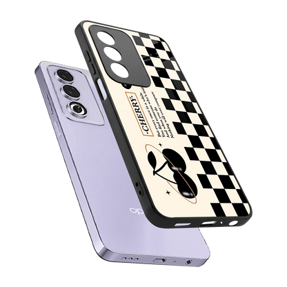 Cherry Checkered sleek oppo a3 pro cover with tempered glass back and TPU edges