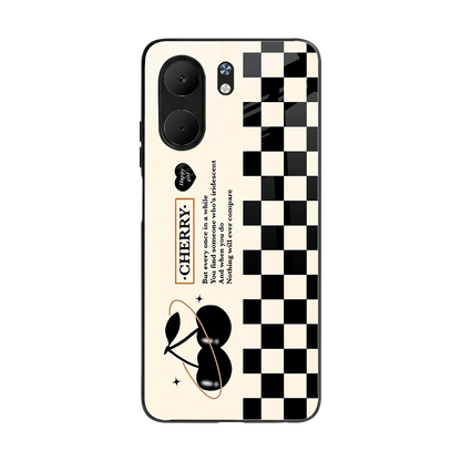 Cherry Checkered back phone cover | glass case for oppo a5x 5g