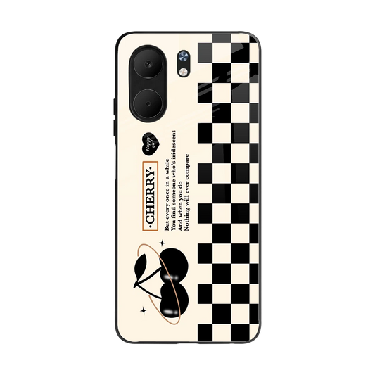 Cherry Checkered back phone cover | glass case for oppo a5x 5g