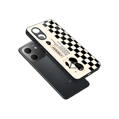 Cherry Checkered sleek oppo a5x 5g cover with tempered glass back and TPU edges