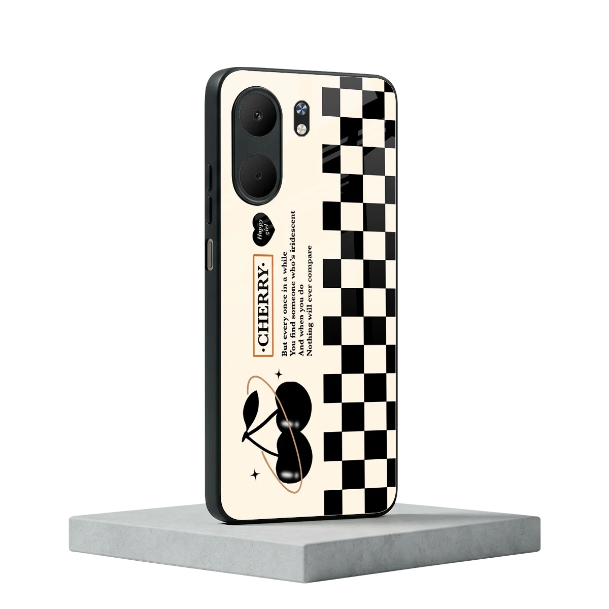Cherry Checkered oppo a5x 5g mobile cover | shockproof glass phone case