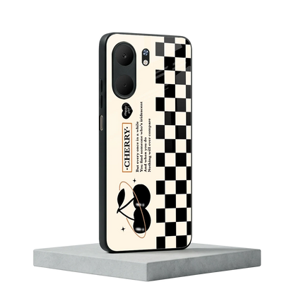 Cherry Checkered oppo a5x 5g mobile cover | shockproof glass phone case
