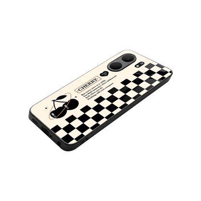 Cherry Checkered stylish phone case for oppo a5x 5g | glossy glass and slim fit