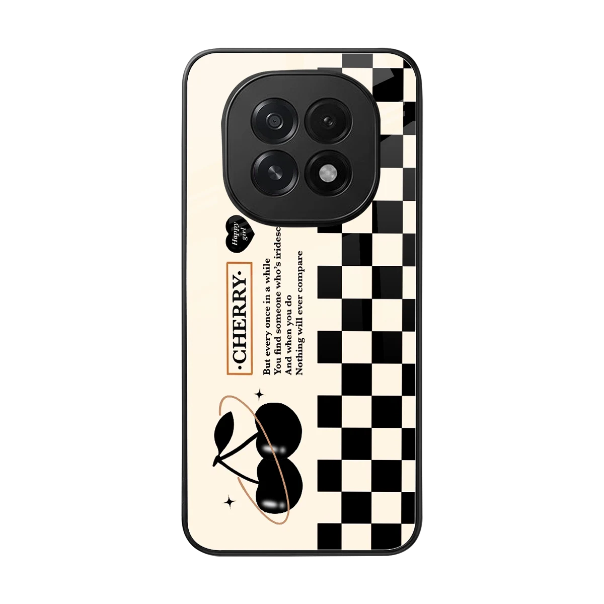 Cherry Checkered back phone cover | glass case for oppo f29 5g