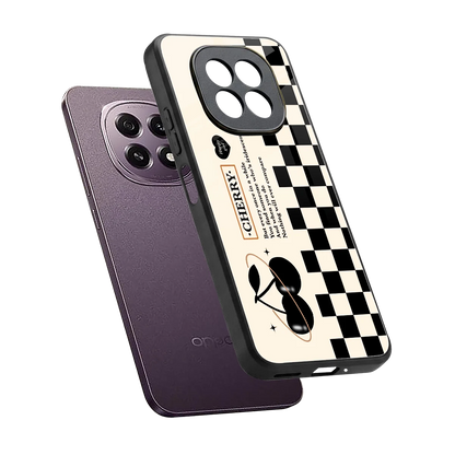 Cherry Checkered sleek oppo f29 5g cover with tempered glass back and TPU edges
