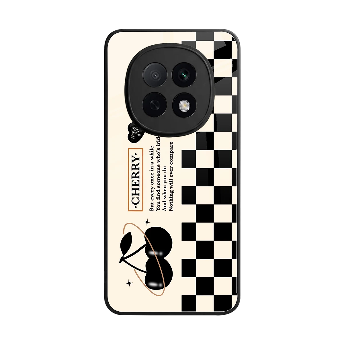 Cherry Checkered back phone cover | glass case for oppo f29 pro 5g