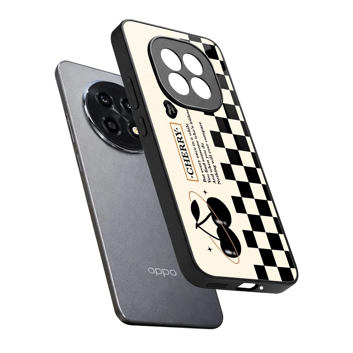 Cherry Checkered sleek oppo f29 pro 5g cover with tempered glass back and TPU edges