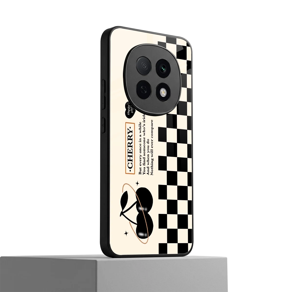 Cherry Checkered oppo f29 pro 5g mobile cover | shockproof glass phone case